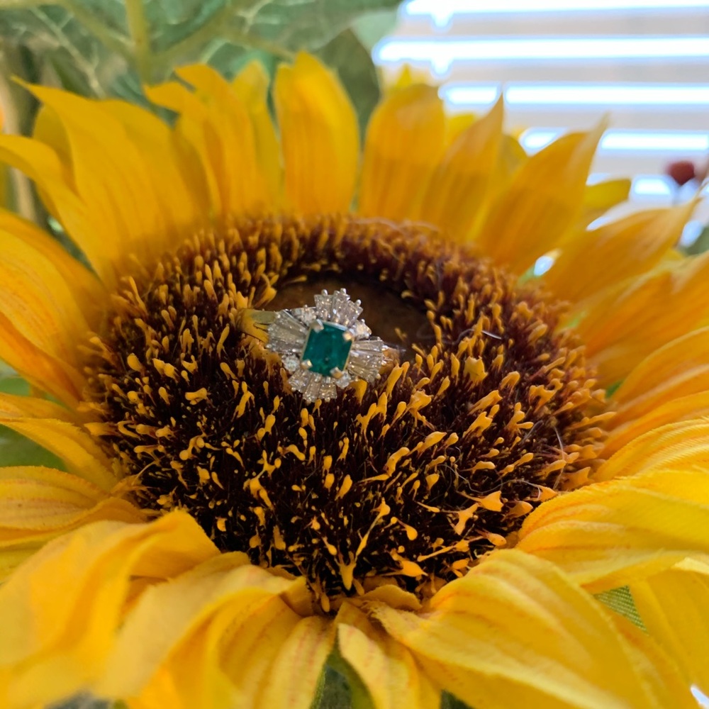 Platinum Emerald Diamond Ring